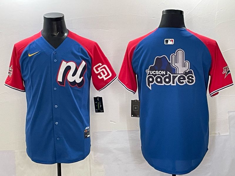 Men San Diego Padres Blank Blue Red All star 2025 Nike MLB Jersey style 04